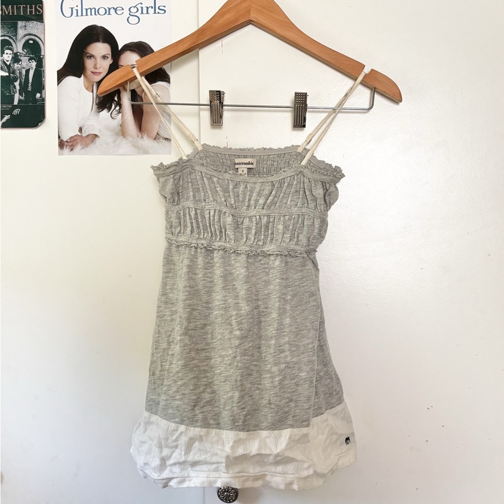 Vintage Abercrombie & Fitch Gray and White Babydoll top